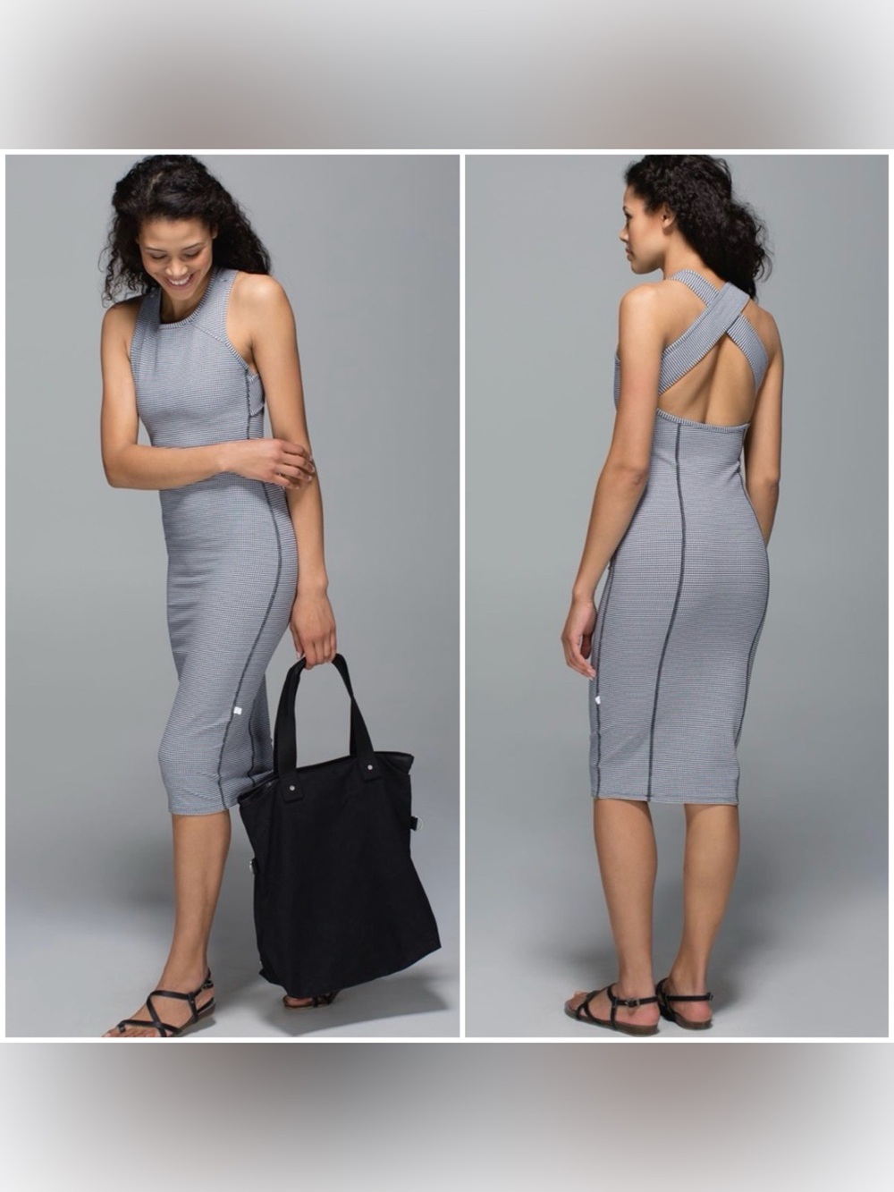 LULULEMON - PICNIC PLAY DRESS in Gingham Luon White Black. Fits 4